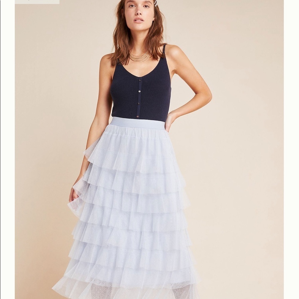 - Anthropologie Ashley tulle blue midis skirt 🌟🌟 new without tags medium